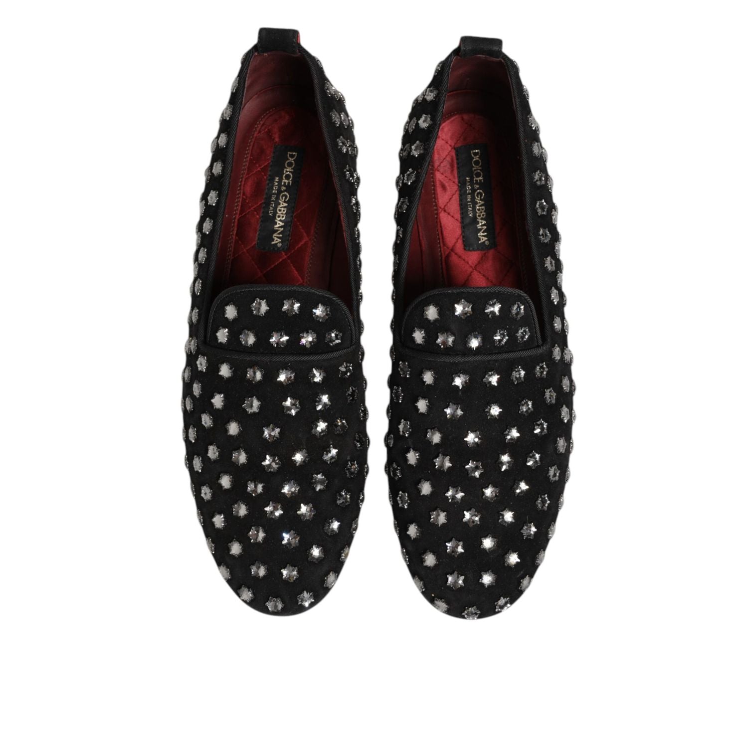 Dolce & Gabbana Black Crystal Embellished Loafers Dress Shoes