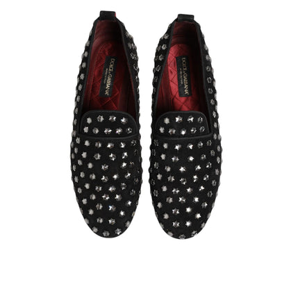 Dolce & Gabbana Black Crystal Embellished Loafers Dress Shoes Dolce & Gabbana