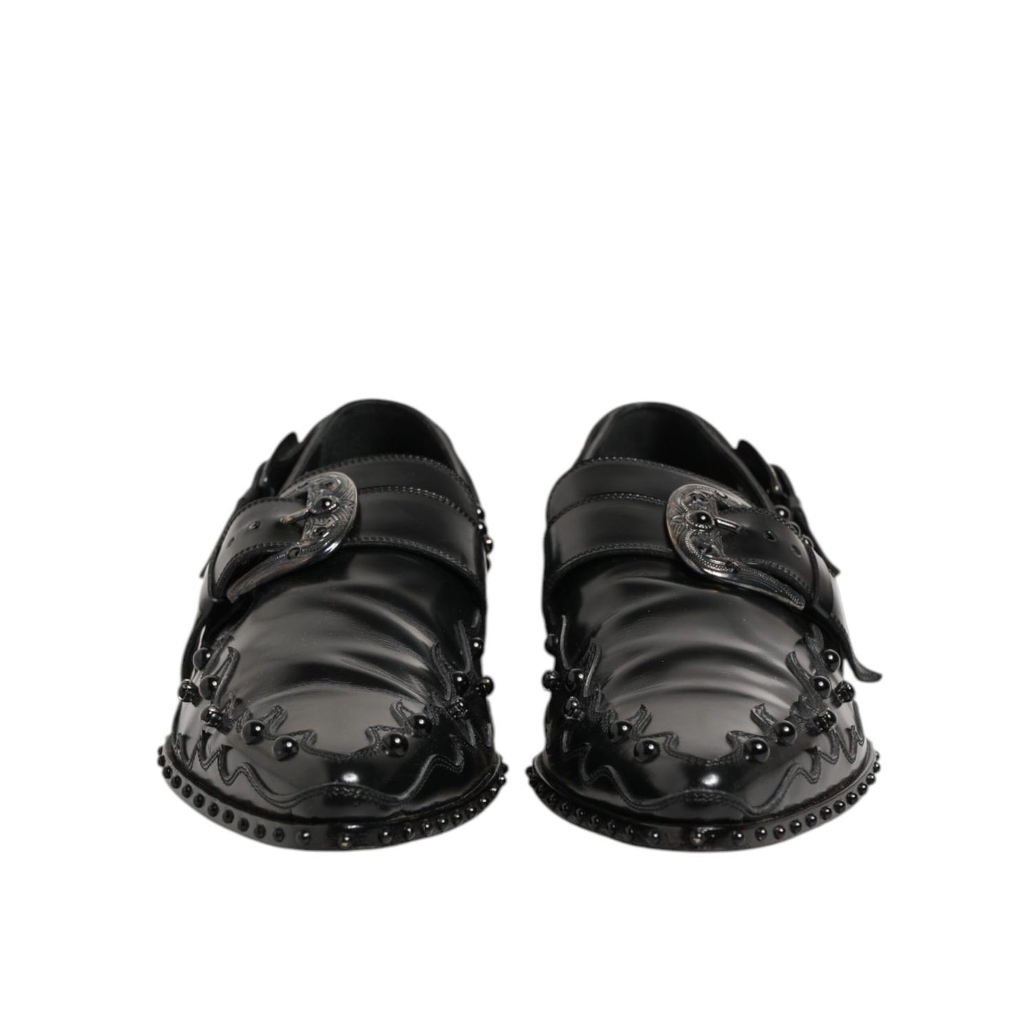 Dolce & Gabbana Black Embellished Dress Monk Strap Shoes Dolce & Gabbana