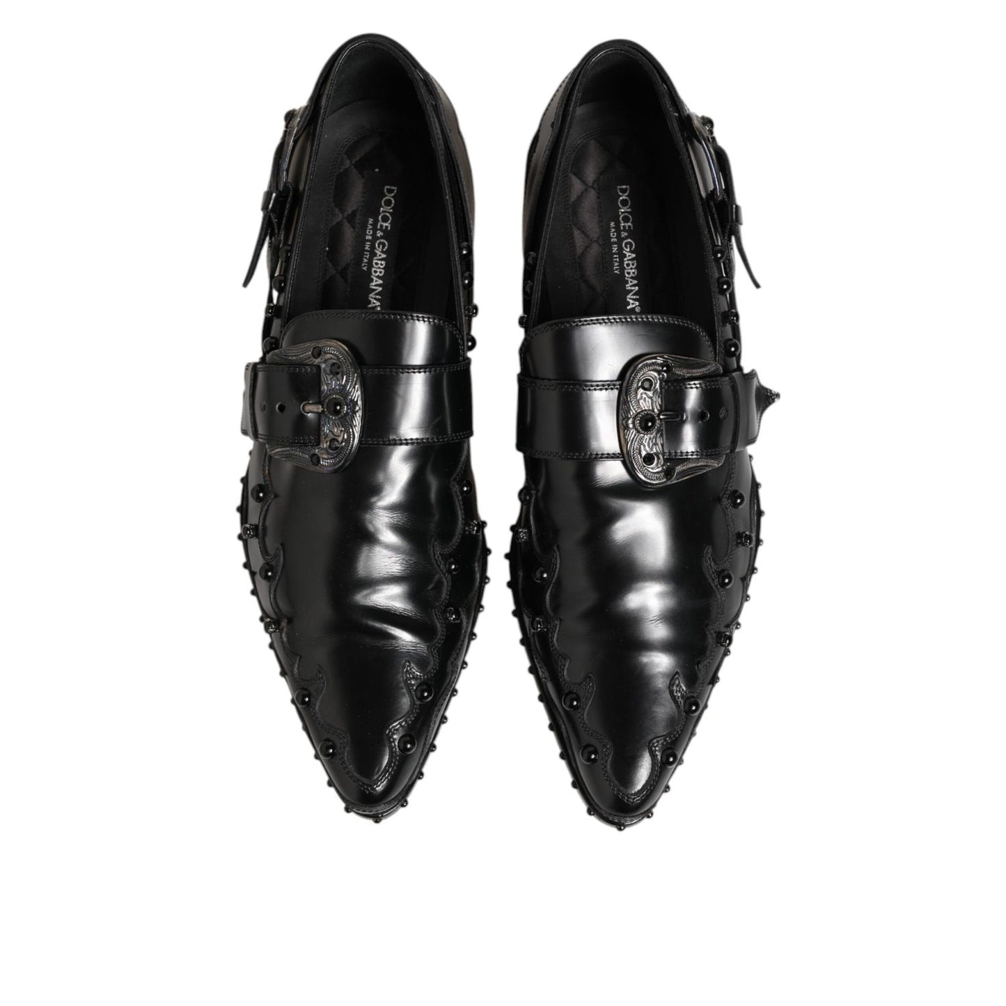 Dolce & Gabbana Black Embellished Dress Monk Strap Shoes Dolce & Gabbana
