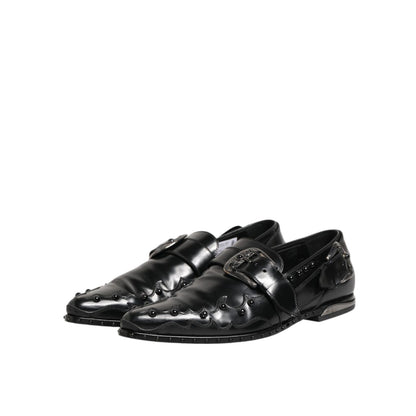 Dolce & Gabbana Black Embellished Dress Monk Strap Shoes Dolce & Gabbana