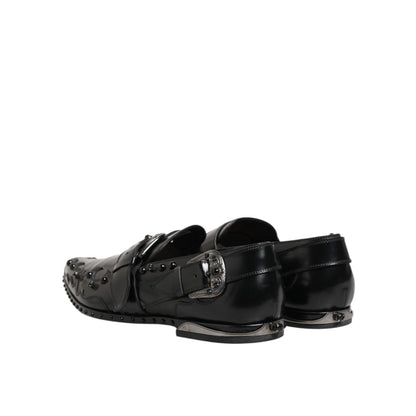 Dolce & Gabbana Black Embellished Dress Monk Strap Shoes Dolce & Gabbana