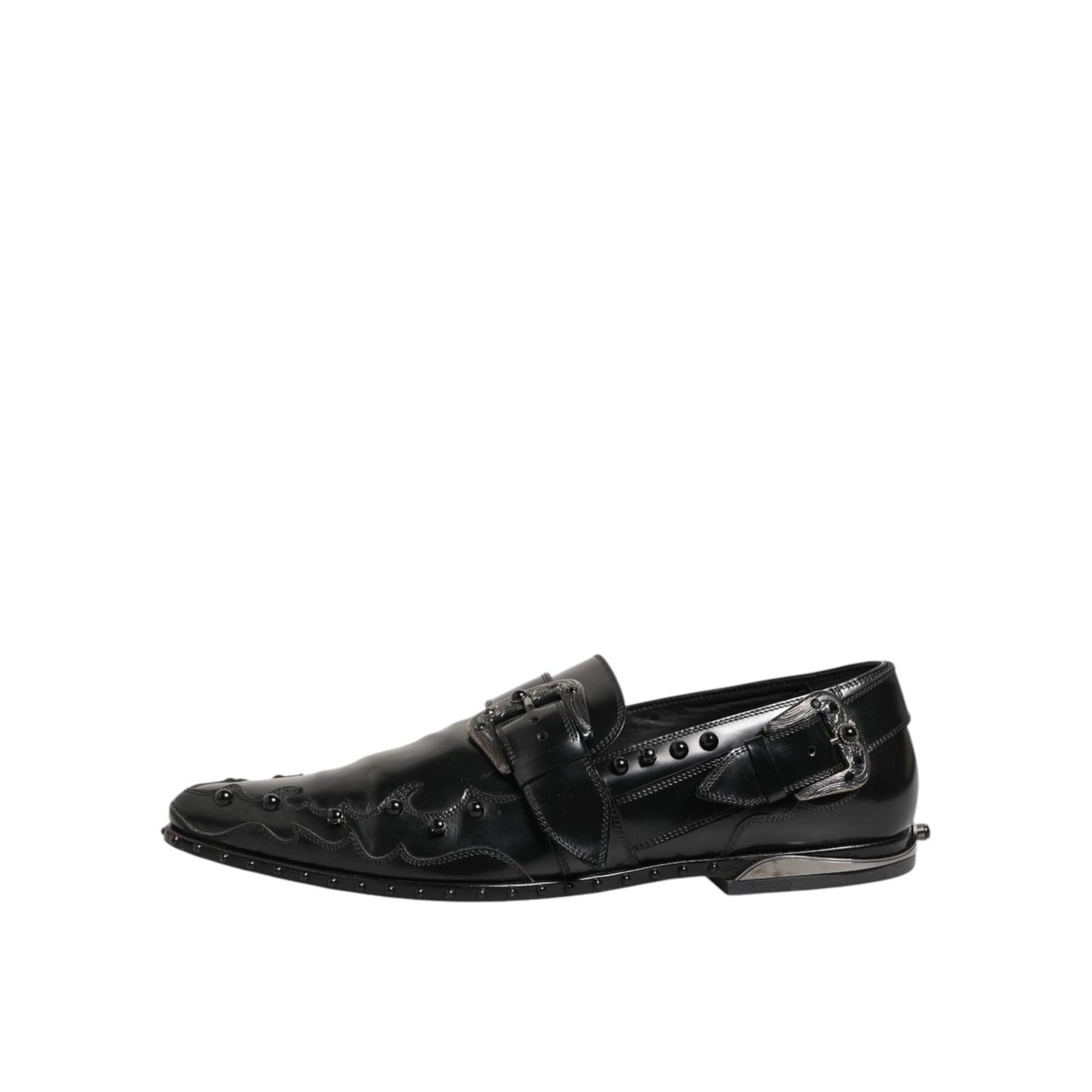 Dolce & Gabbana Black Embellished Dress Monk Strap Shoes Dolce & Gabbana