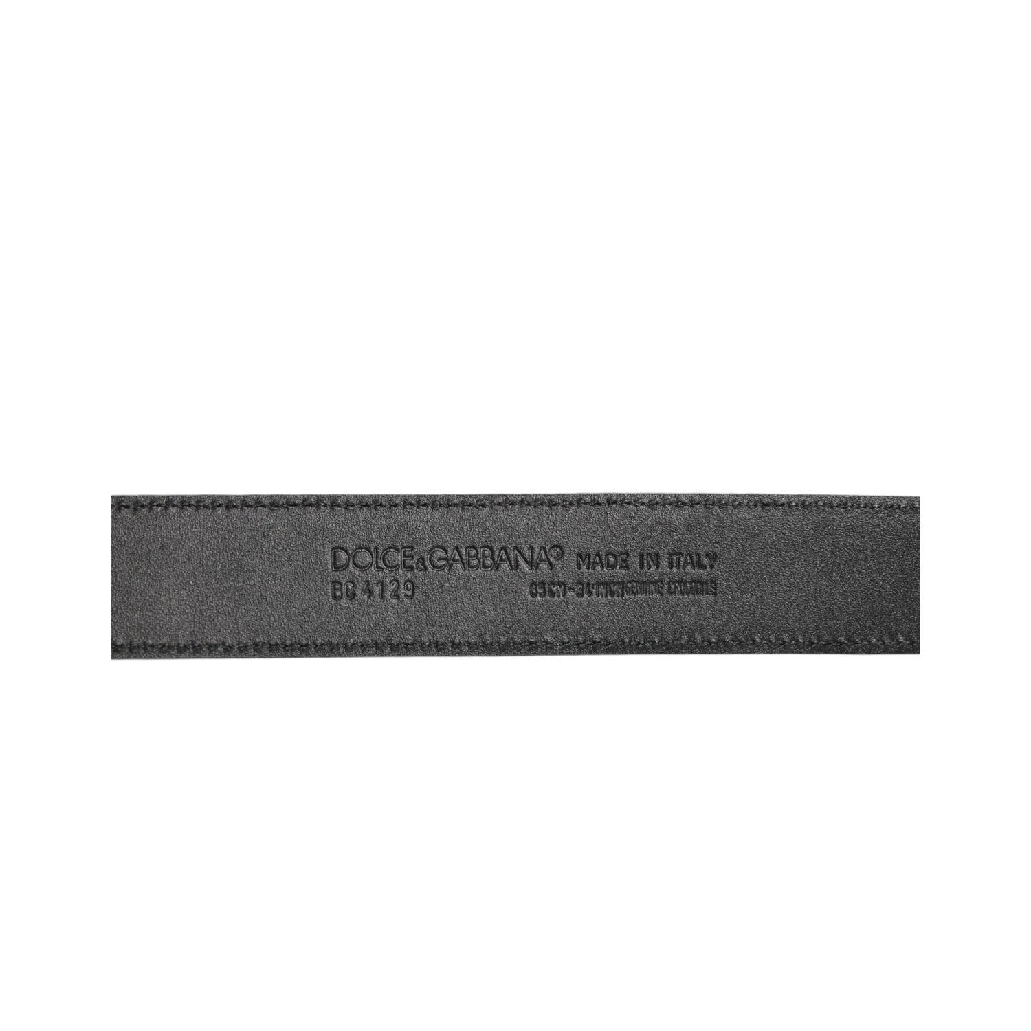 Dolce & Gabbana Black Exotic Leather Metal Logo Buckle Belt