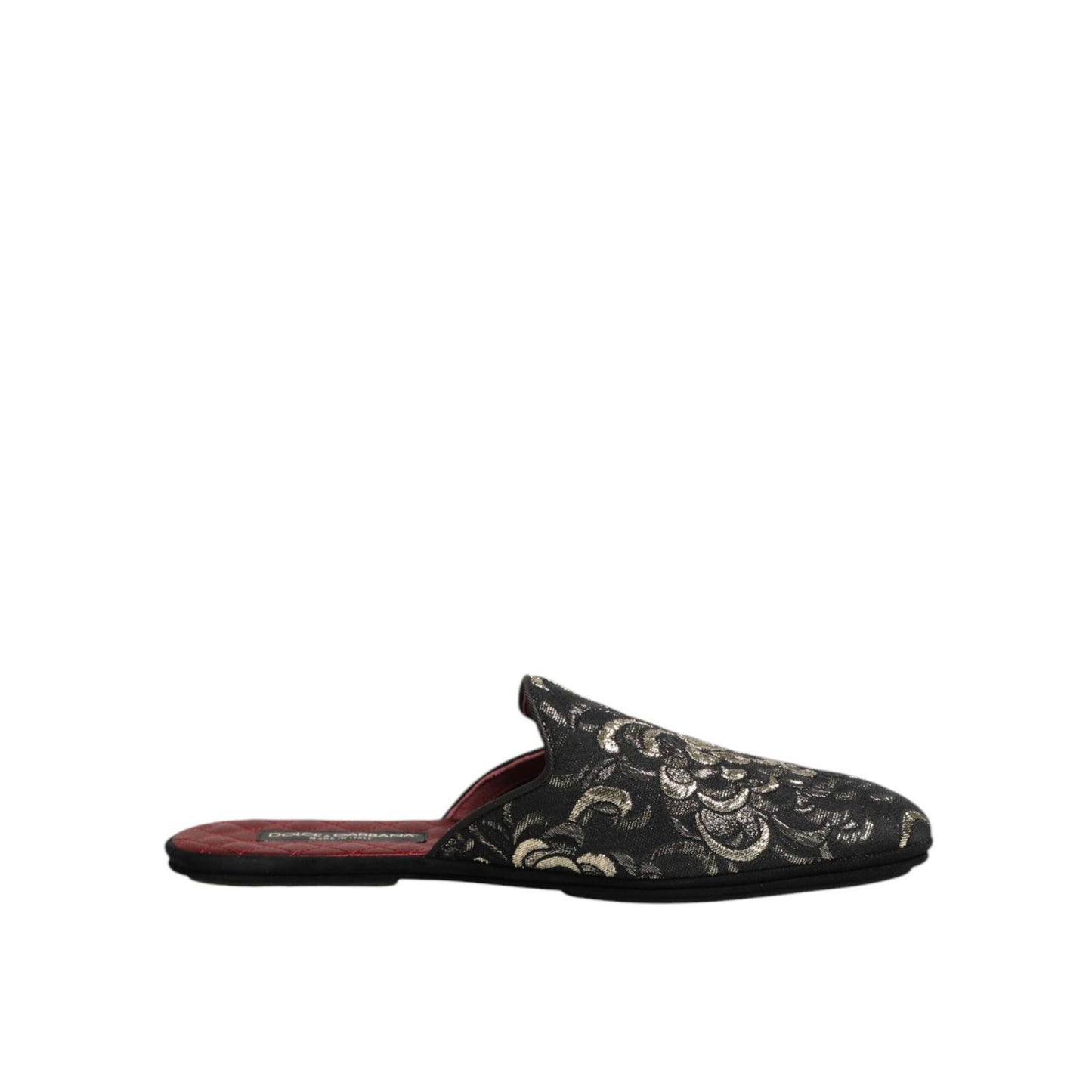 Dolce & Gabbana Black Floral Jacquard Slides Slippers Shoes