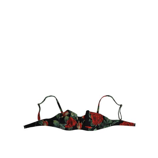 Dolce & Gabbana Black Floral Nylon Padded Balconnet Bra Underwear Dolce & Gabbana