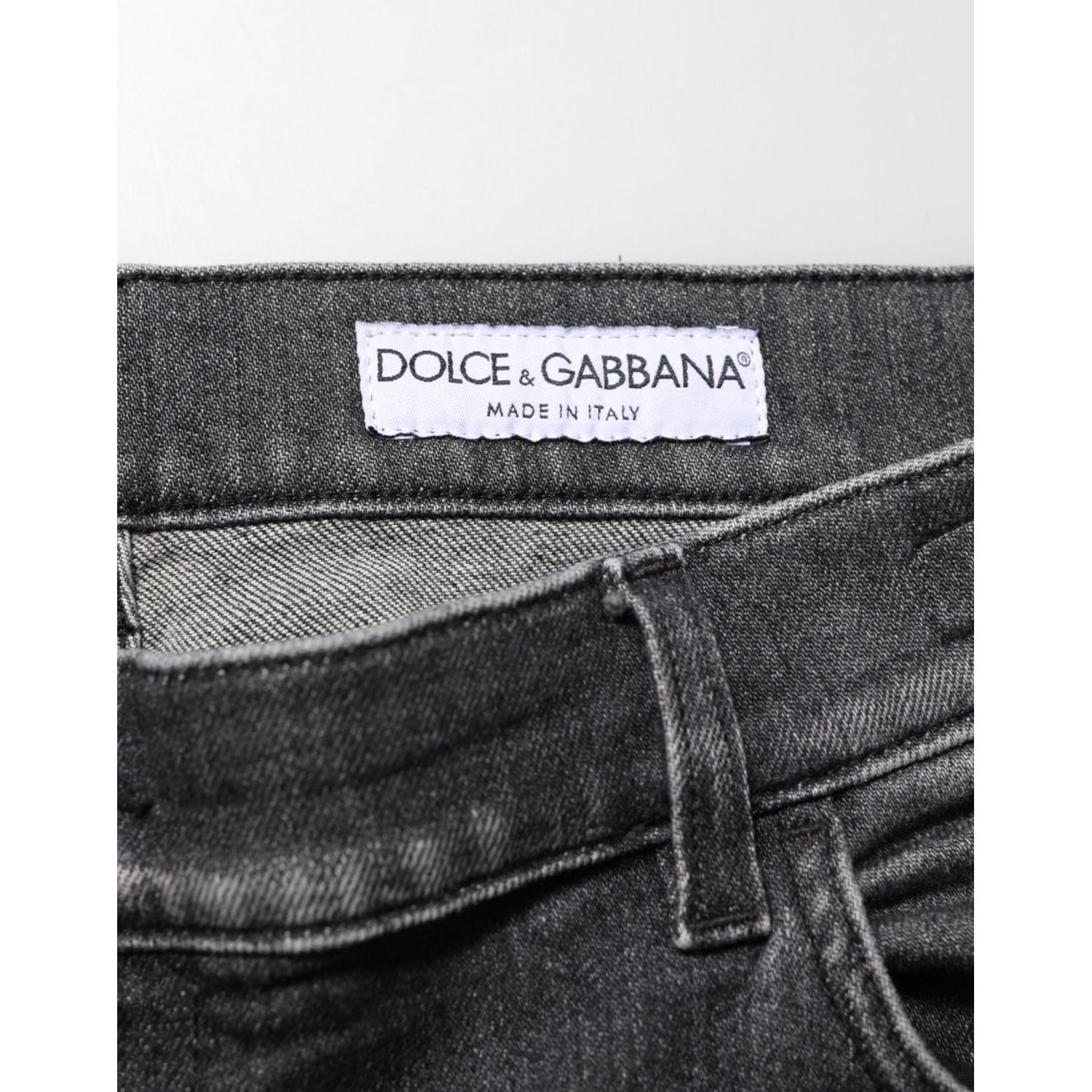 Dolce & Gabbana Black Gray Wash Slim Fit Straight Leg Denim Jeans