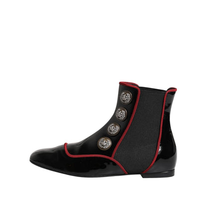 Dolce & Gabbana Black Jackie Buttoned Chelsea Boots Shoes