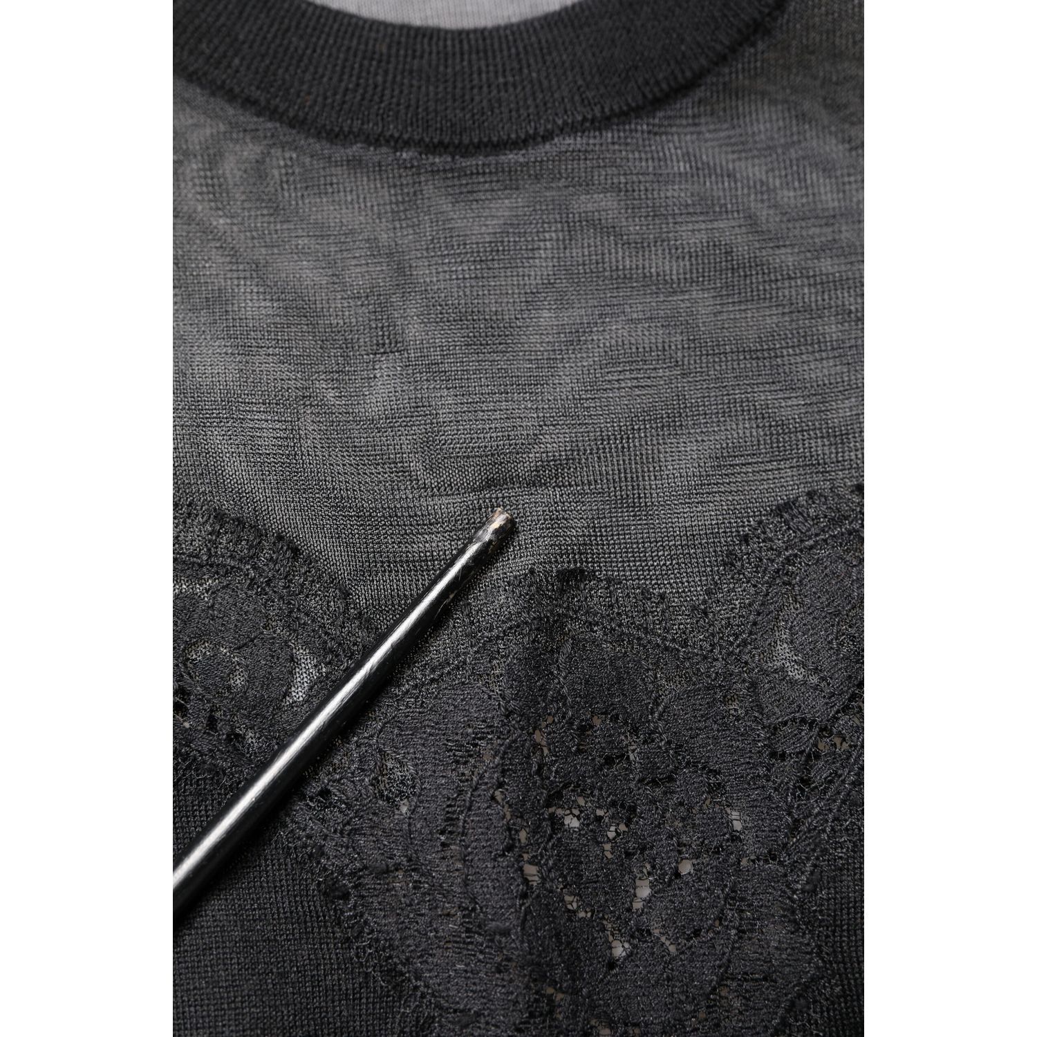 Dolce & Gabbana Black Lace Sheer Crew Neck Sleeveless Top