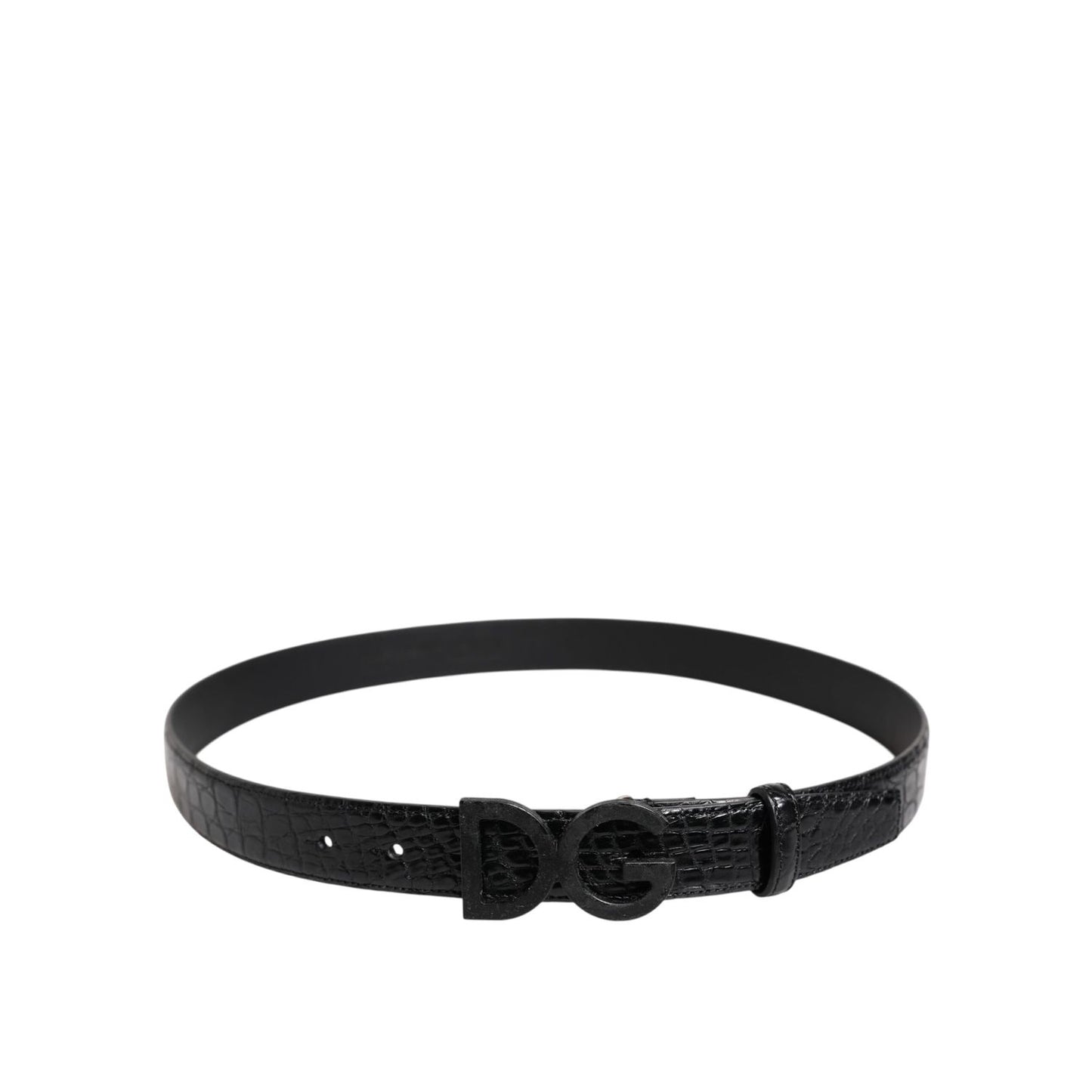 Dolce & Gabbana Black Leather Classic Metal DG Buckle Belt