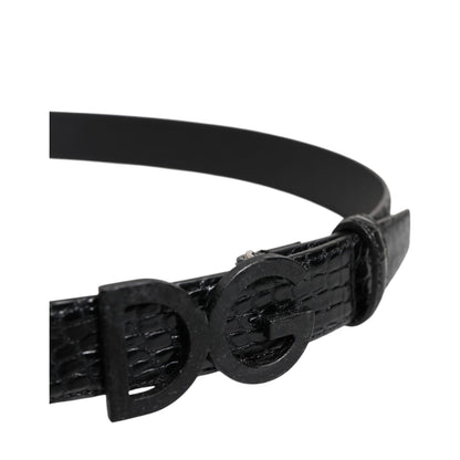 Dolce & Gabbana Black Leather Classic Metal DG Buckle Belt