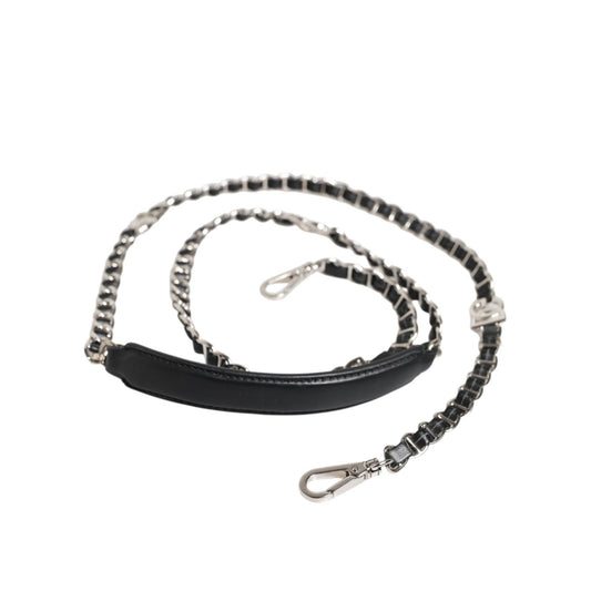 Dolce & Gabbana Black Leather DG Logo Chain Bag Shoulder Strap