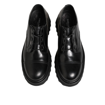 Dolce & Gabbana Black Leather Lace Up Derby Men Dress Shoes