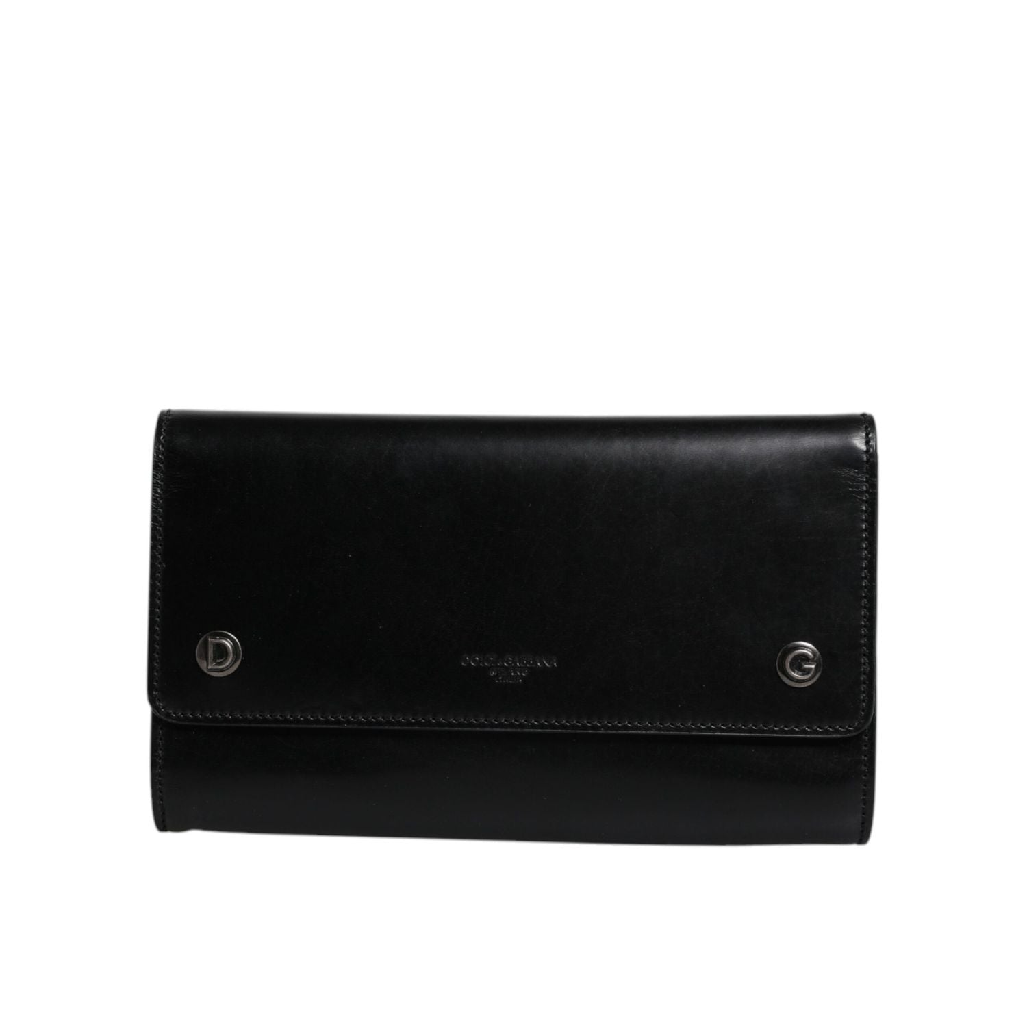 Dolce & Gabbana Black Leather Logo Embossed Crossbody Bag