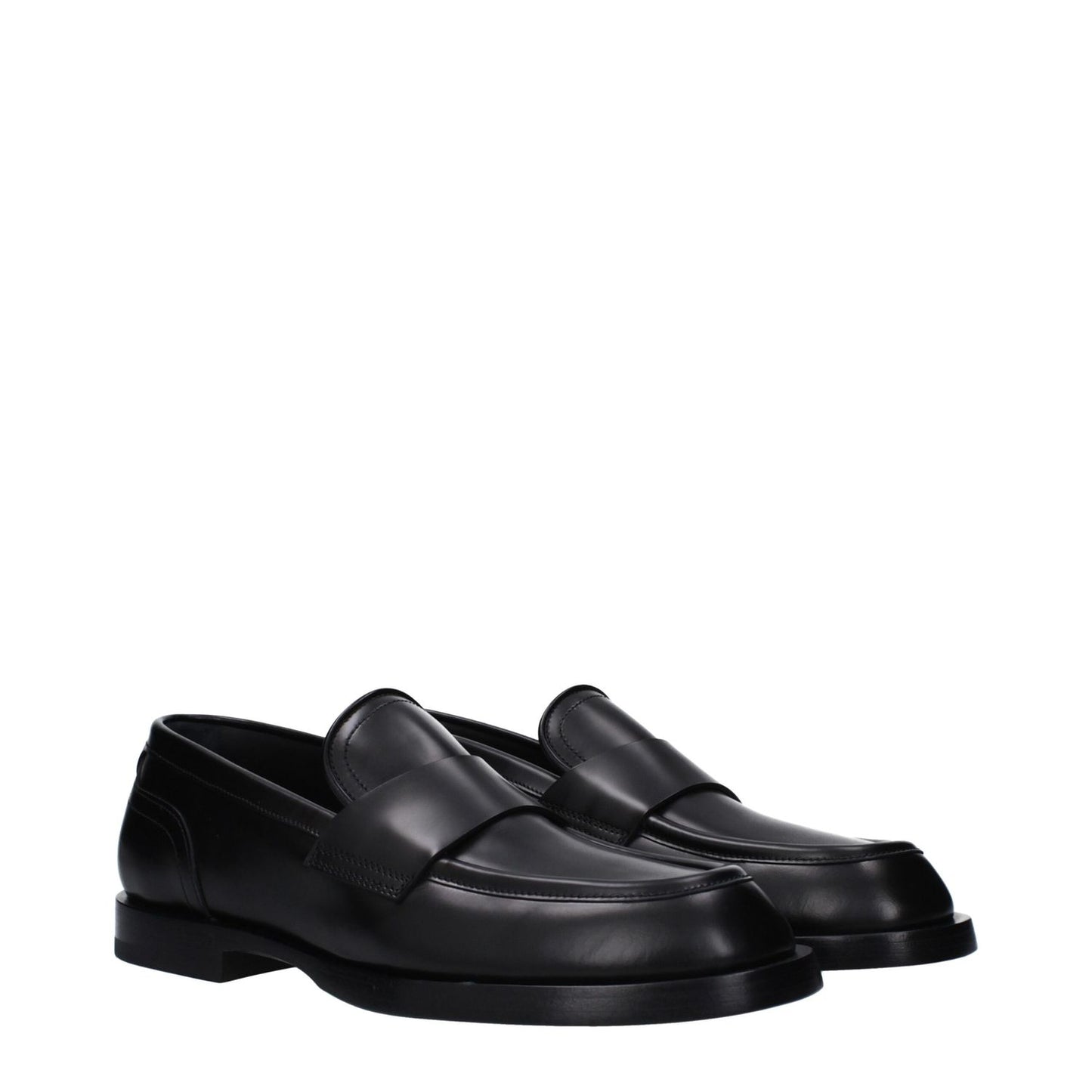 Dolce & Gabbana Black Leather Slip-On Loafers