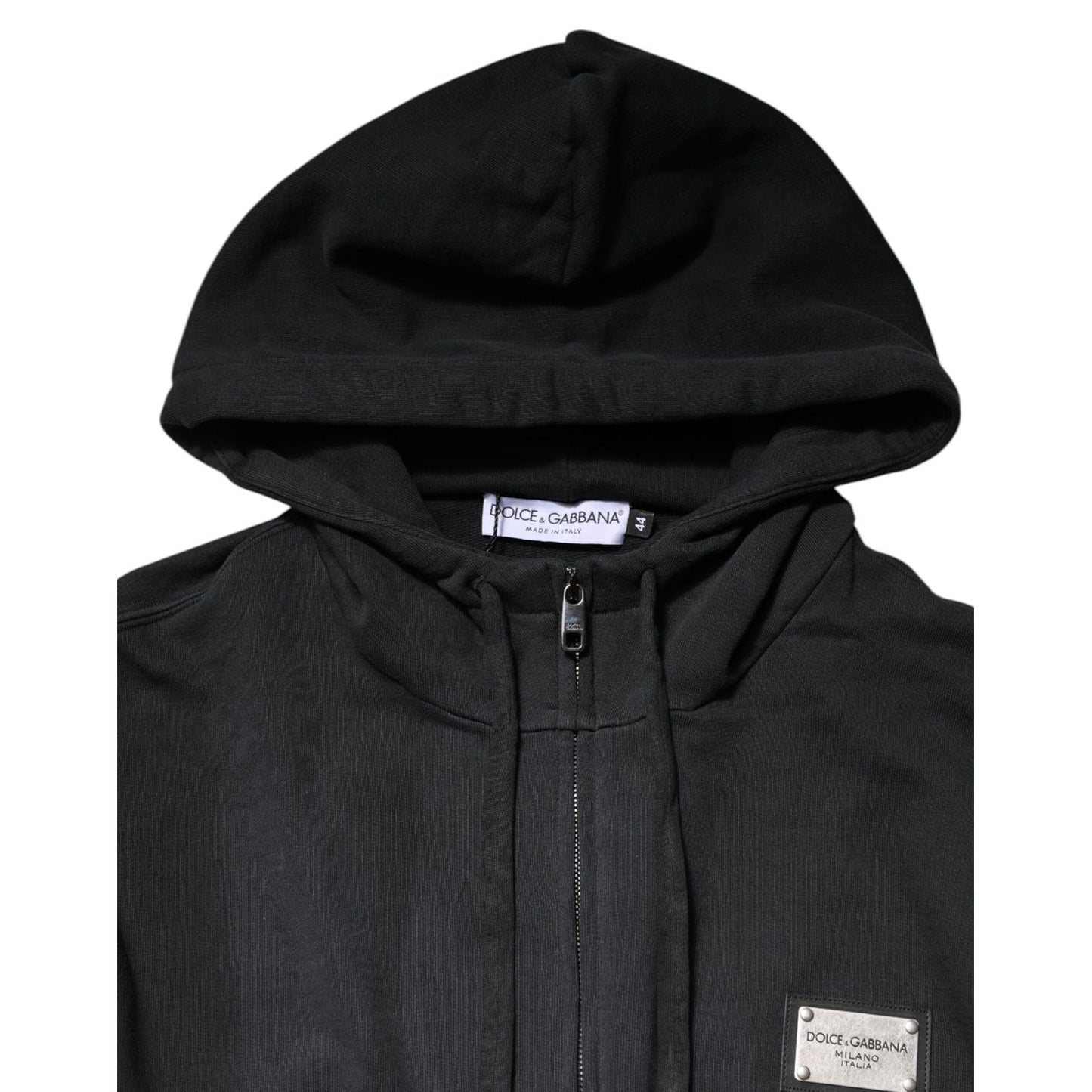 Dolce & Gabbana Black Logo Full Zip Hooded Men Sweatshirt Sweater Dolce & Gabbana