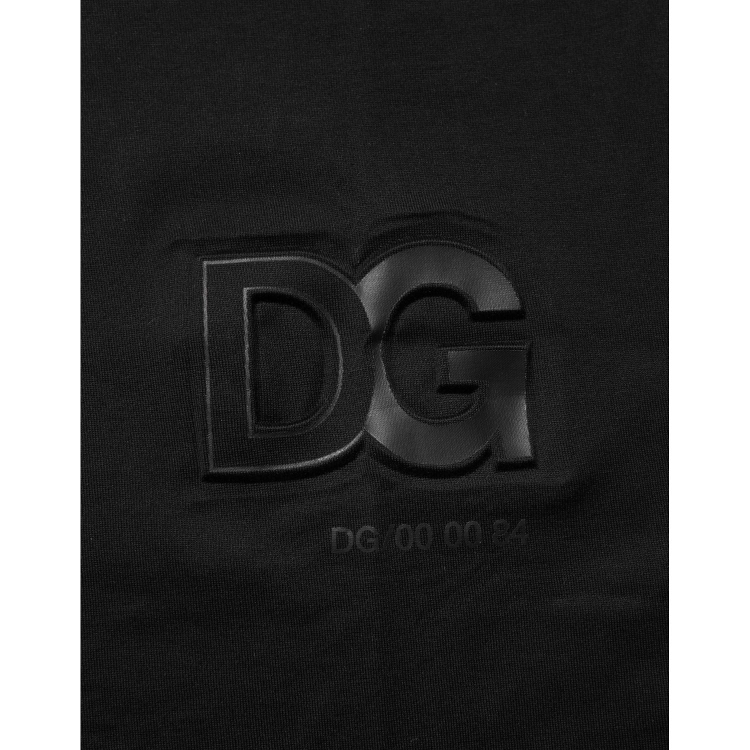 Dolce &amp; Gabbana Black Logo Patch Cotton Men Crew Neck T-shirt