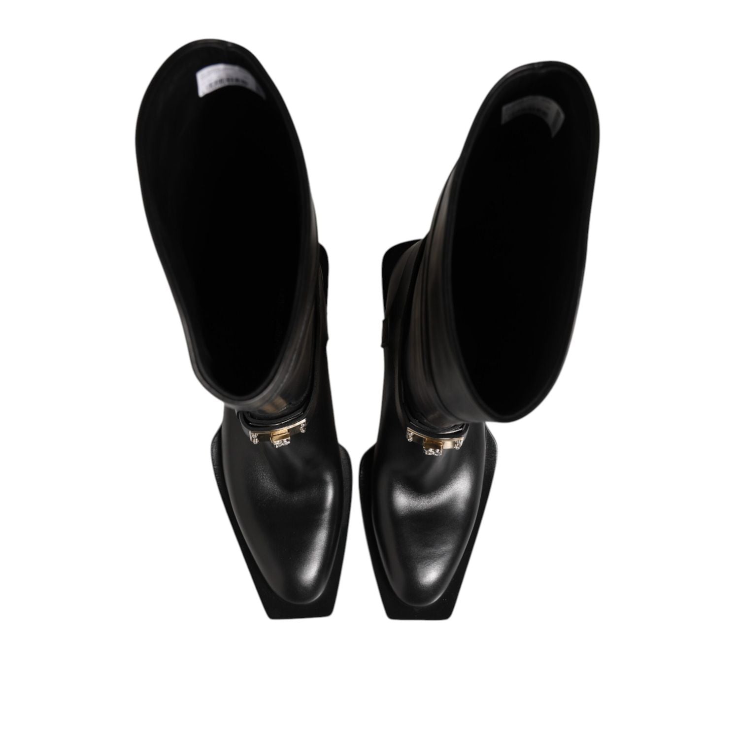 Dolce & Gabbana Black Logo Plaque Over The Calf Boot Shoes