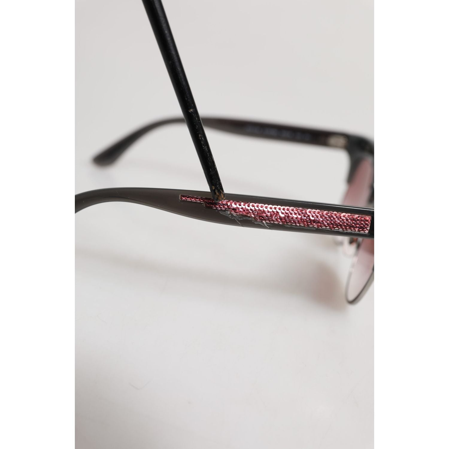 Dolce & Gabbana Black Pink Mirrored Cat Eye DG6109 Sequined Sunglasses