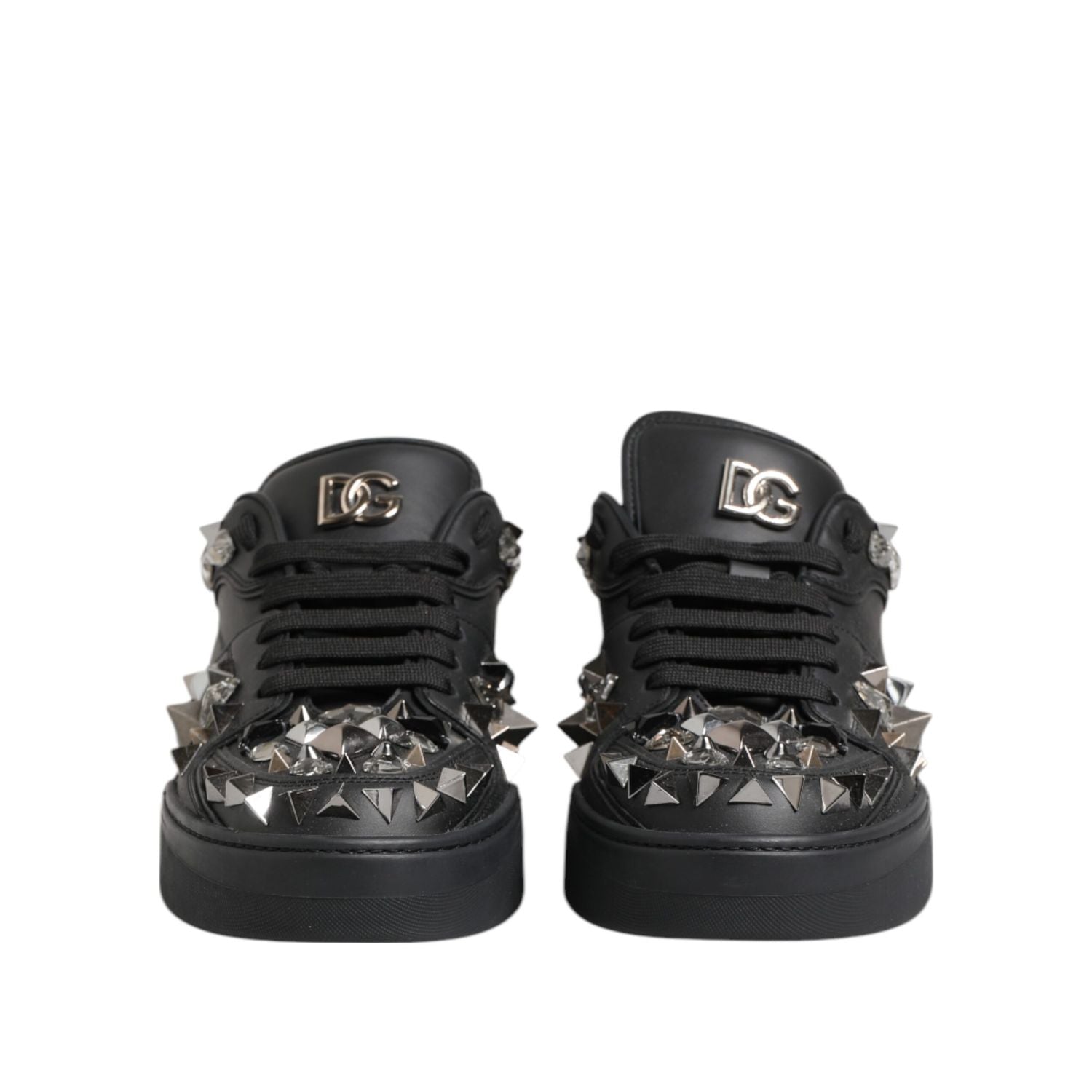 Dolce & Gabbana Black Portofino Studded Men Sneakers Shoes