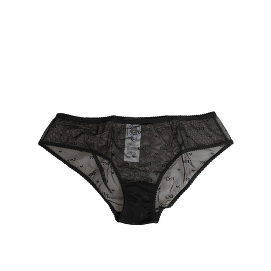 Dolce & Gabbana Black Sheer Mesh Lace Polka Dot Logo Underwear