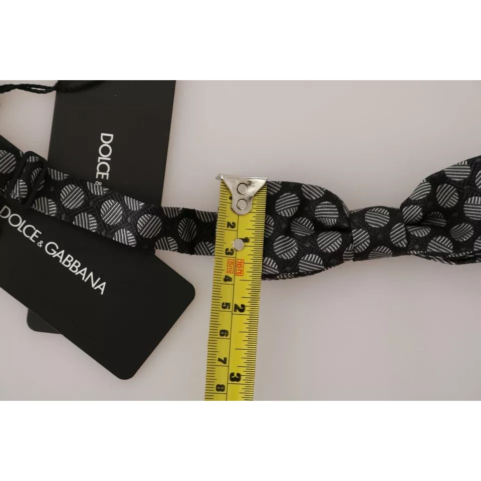 Dolce & Gabbana Black Silk Circles Men Necktie Bow Tie