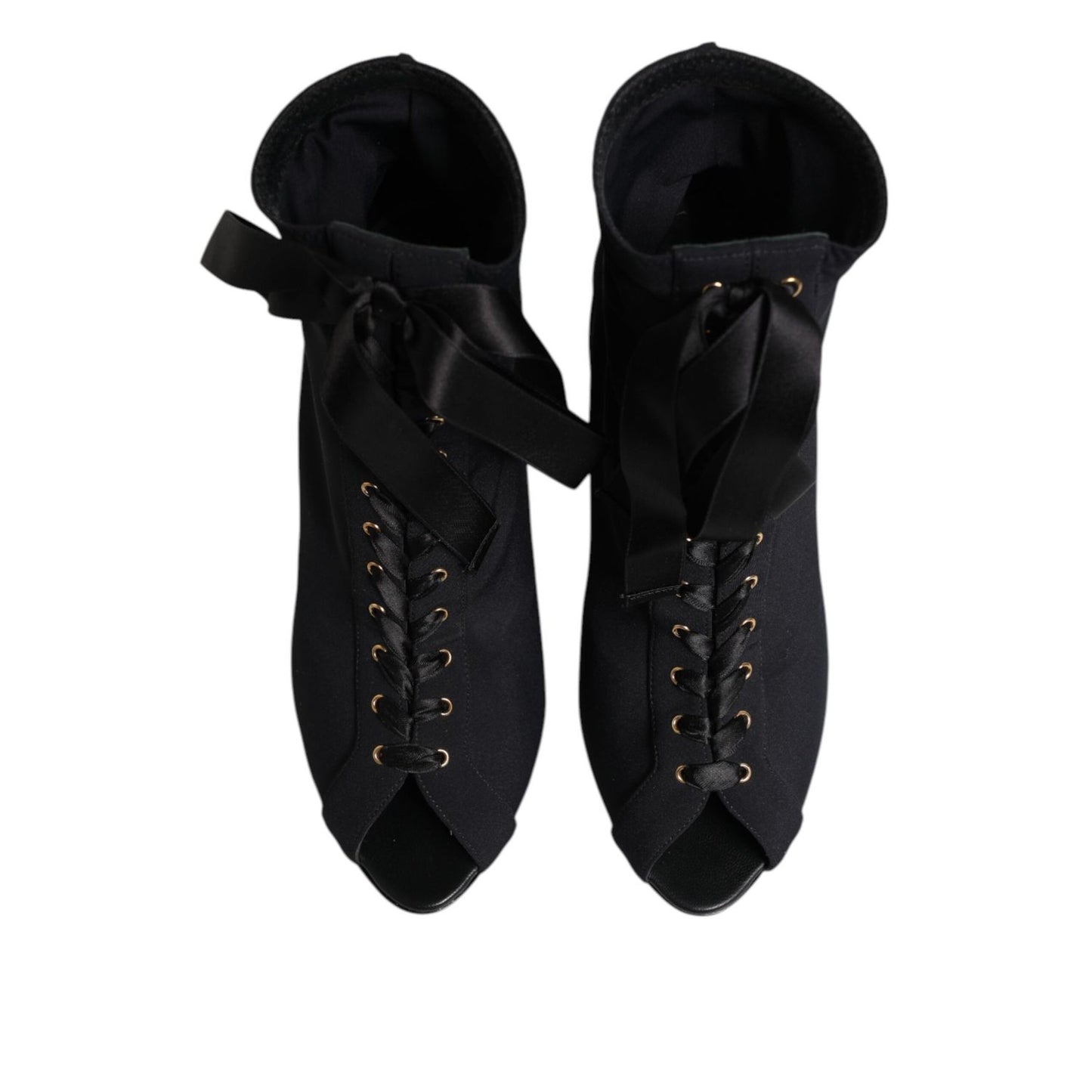 Dolce & Gabbana Black Stiletto Heels Lace Up Boots Shoes Dolce & Gabbana