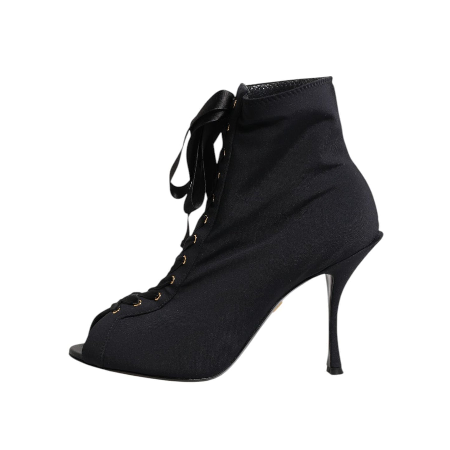 Dolce & Gabbana Black Stiletto Heels Lace Up Boots Shoes Dolce & Gabbana