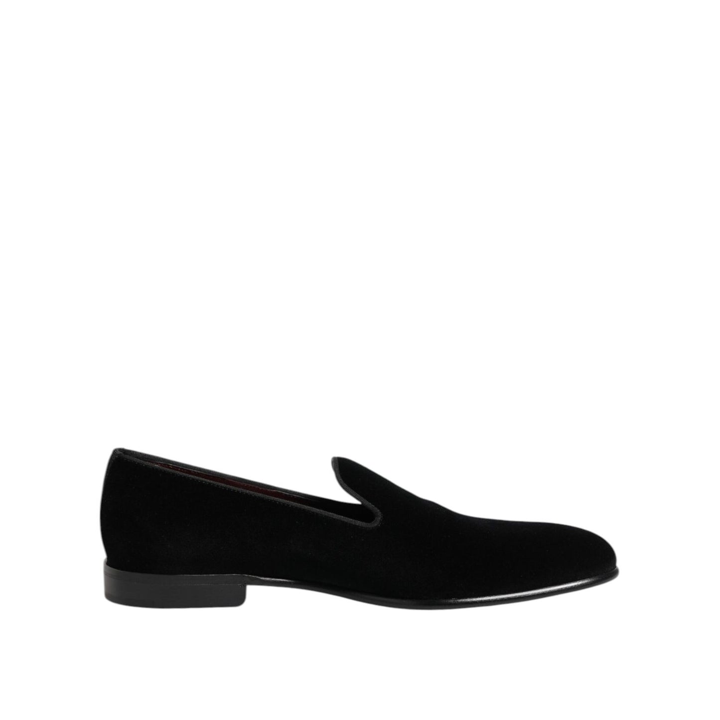 Dolce & Gabbana Black Velvet Slip On Loafers Men Formal Shoes