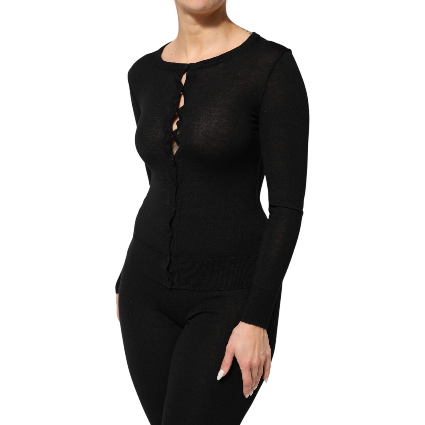 Dolce & Gabbana Black Virgin Wool Buttoned Cardigan Sweater Dolce & Gabbana