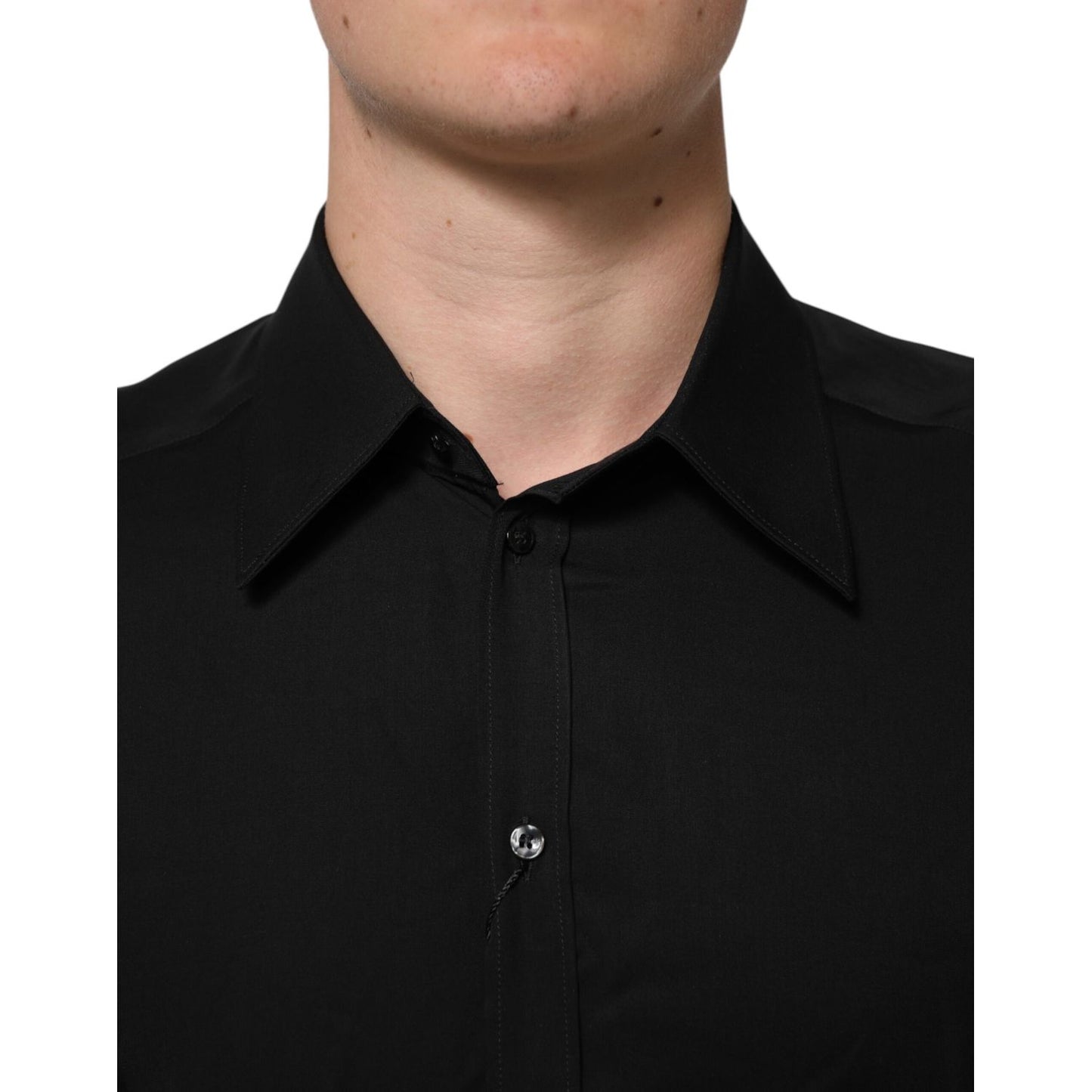 Dolce & Gabbana Black Viscose Long Sleeve Formal Dress Shirt