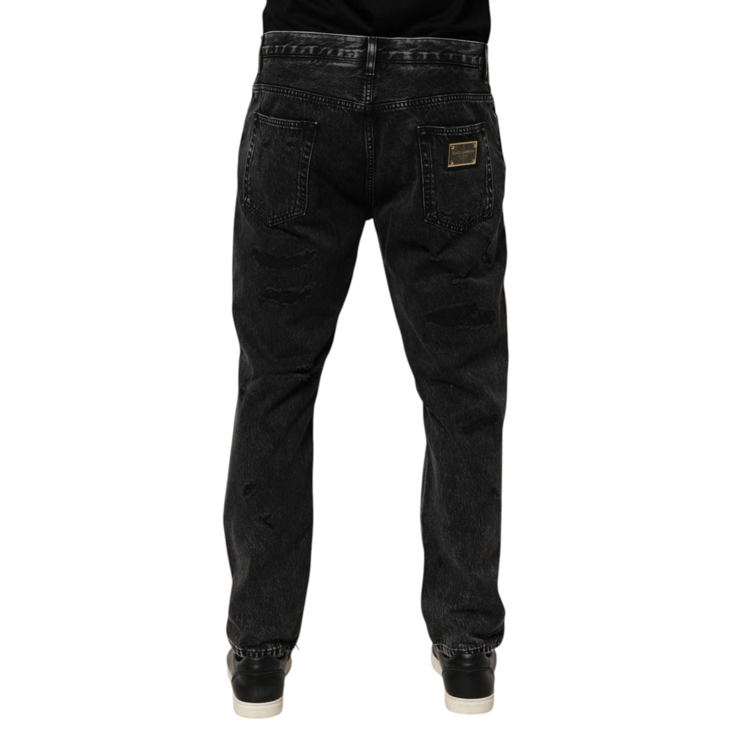 Dolce & Gabbana Black Washed Ripped Loose Cotton Denim Jeans