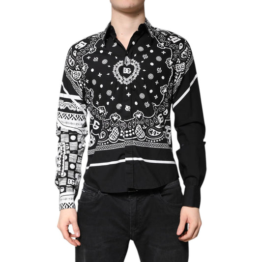 Dolce & Gabbana Black White Bandana MARTINI Casual Shirt Dolce & Gabbana