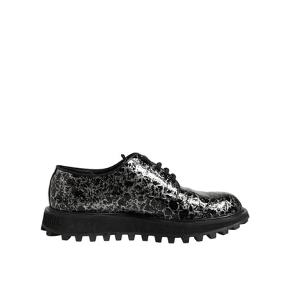 Dolce & Gabbana Black White Calfskin Chunky Derby Shoes