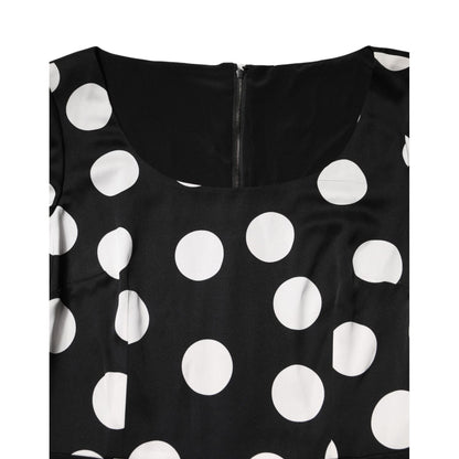 Dolce & Gabbana Black White Polka Dot Sheath Midi Dress