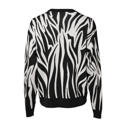 Dolce & Gabbana Black White Print Women Pullover Sweater