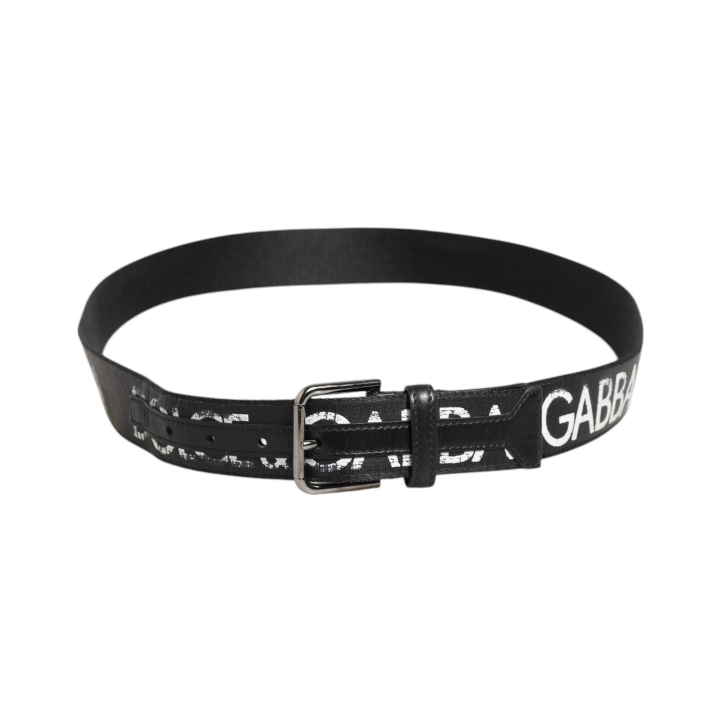 Dolce & Gabbana Black White Printed Metal Logo Buckle Belt Dolce & Gabbana