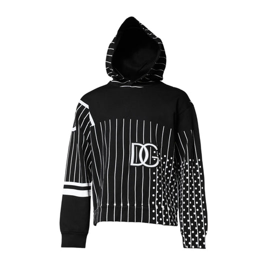 Dolce & Gabbana Black White Stripe Hooded Sweatshirt Sweater
