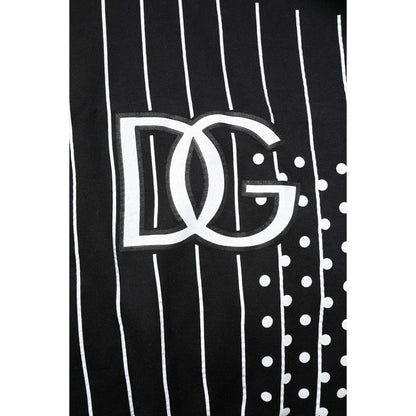 Dolce & Gabbana Black White Stripe Hooded Sweatshirt Sweater