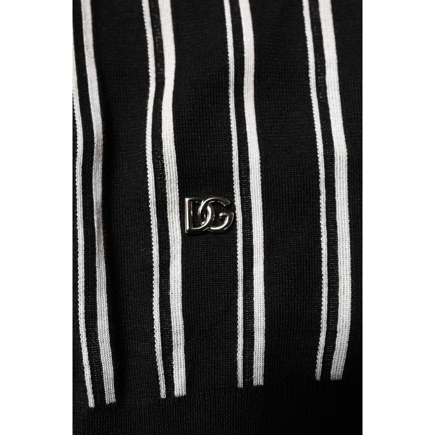 Dolce & Gabbana Black White Stripes Collared Polo T-shirt