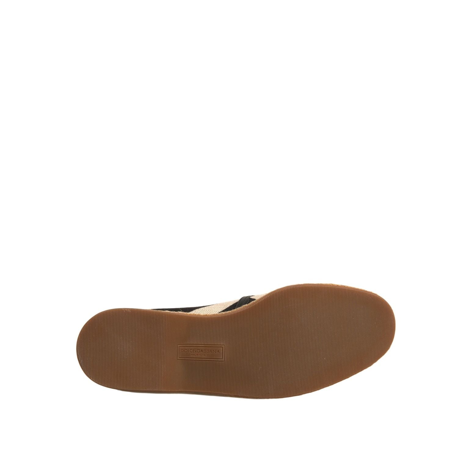 Dolce & Gabbana Black White Stripes Slip On Espadrille Shoes