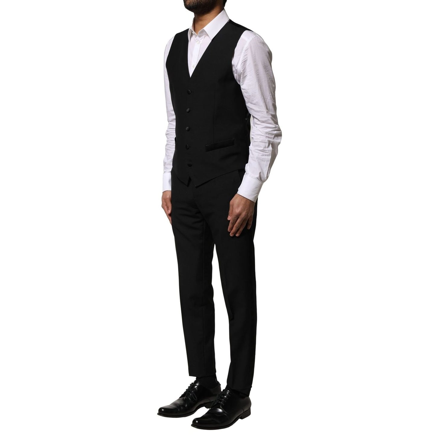 Dolce & Gabbana Black Wool 3 Piece Single Breasted Suit