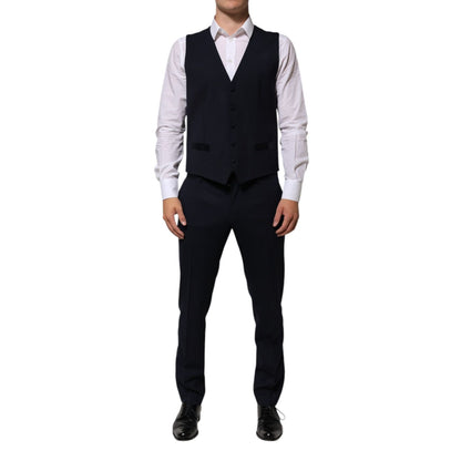 Dolce & Gabbana Black Wool 3 Piece Slim Fit Formal Men Suit