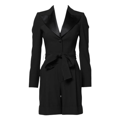 Dolce & Gabbana Black Wool Jumpsuit Dress Women Coat Jacket