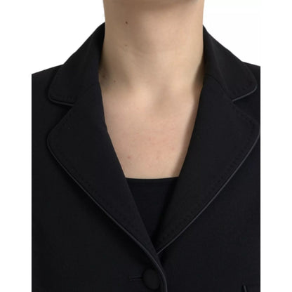 Dolce & Gabbana Black Wool Single Breasted Cropped Jacket