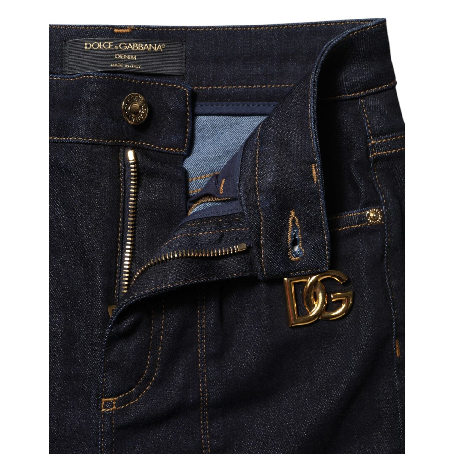 Dolce & Gabbana Blue Cotton High Waist Skinny Denim Jeans Dolce & Gabbana