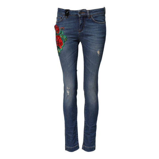Dolce & Gabbana Blue Cotton Low Waist Skinny Denim Jeans