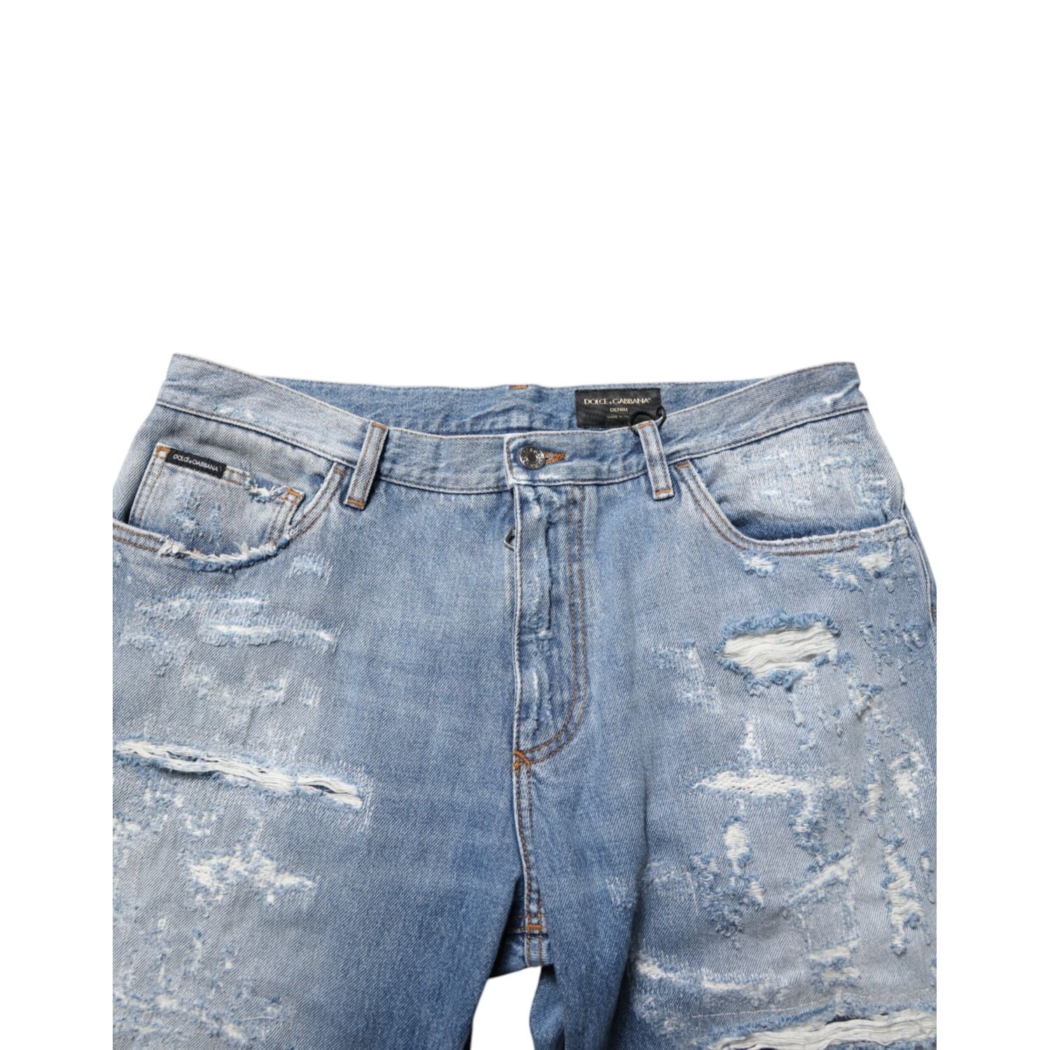 Dolce & Gabbana Blue Distressed Ripped Denim Trouser Jeans