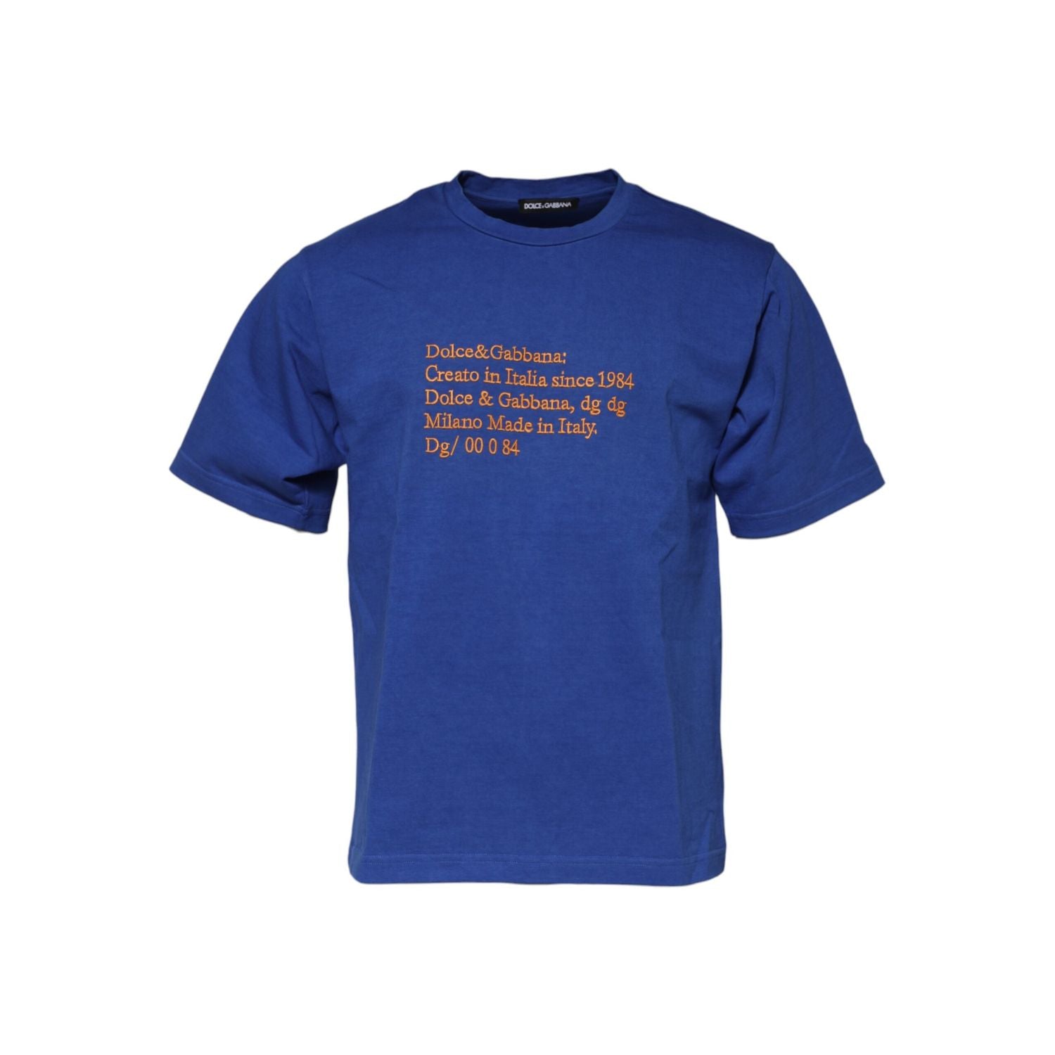 Dolce & Gabbana Blue Logo Graphic Cotton Crew Neck T-shirt