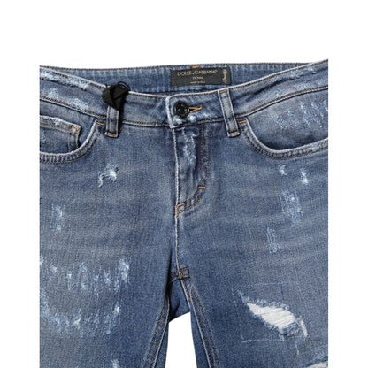 Dolce & Gabbana Blue PRETTY Tattered Skinny Denim Jeans